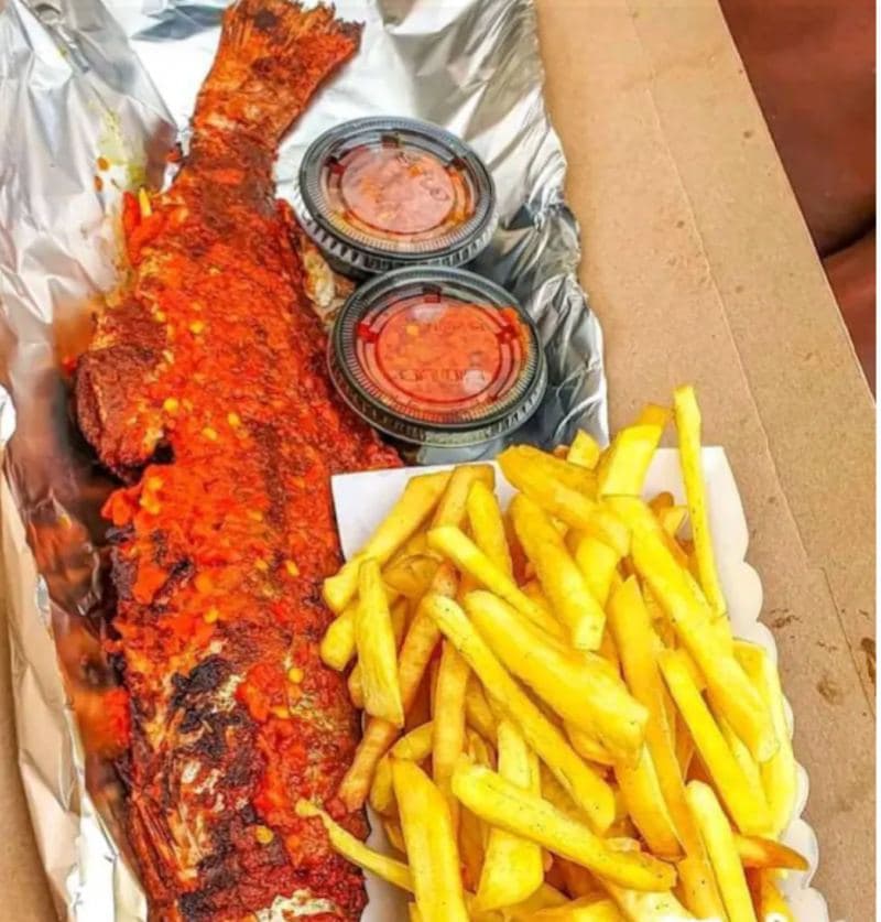 Grilled catfish and chips, Abule Egba Lagos