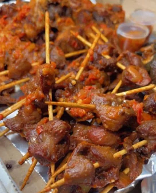 Suya skewers grilled fresh in Abule Egba
